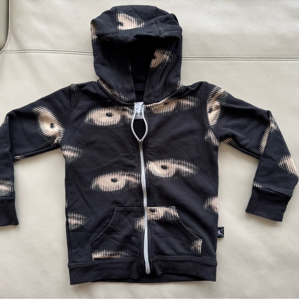 NUNUNU Black Kids Galaxy Zipped Hoodie Sweatshirt Size 4-5